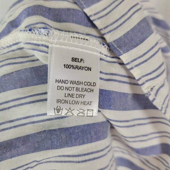 Kate Landry ee:some Off the Shoulder Denim Blue and White Striped‎ Top Size L - Picture 6 of 8
